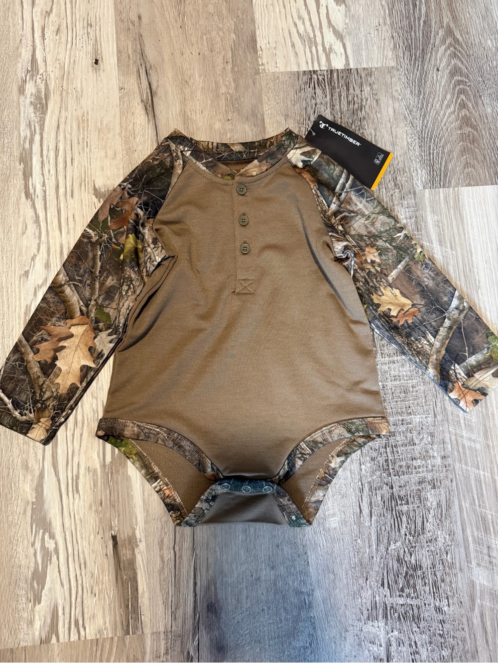 Bass Pro Shops Brown Camo Long-Sleeve Baby Onesie
